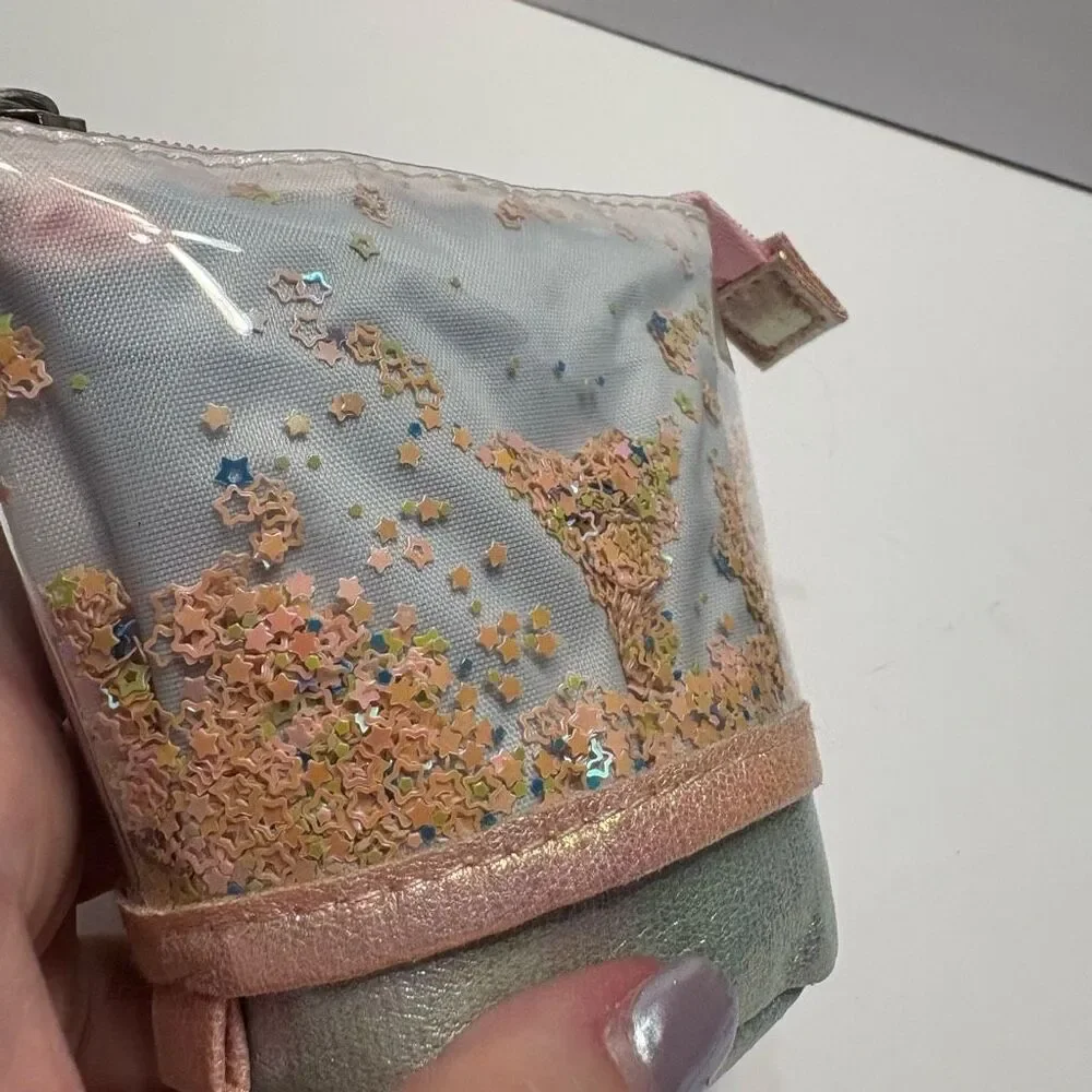 Star Confetti Telescopic Zippered Pencil Pouch Pink Silver